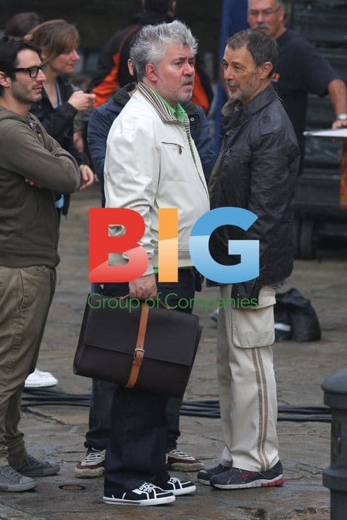 Pedro Almodovar on film set in Santiago de Compostela