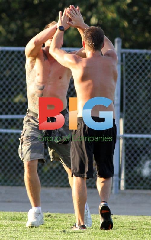 Jensen Ackles plays soccer with film crew