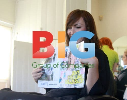 Karina Smirnoff reading OK Magazine at hair salon