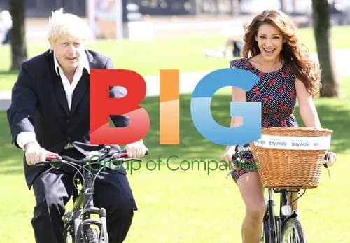 Boris Johnson and Kelly Brook on Tandem Bike