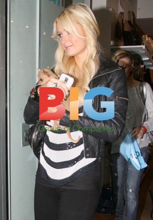 Paris Hilton Shopping with Dog at Kitson