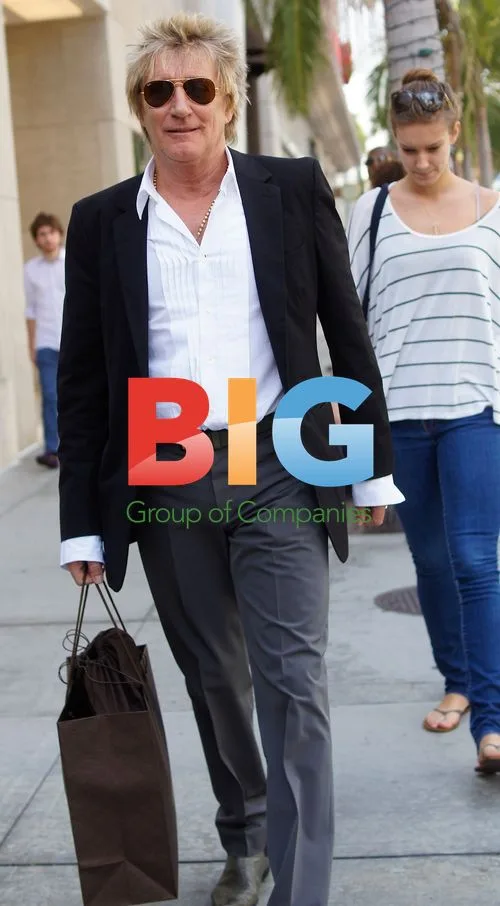 Rod Stewart shopping with friend at Gucci