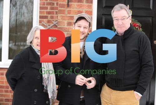 Matt Cardle with parents outside home