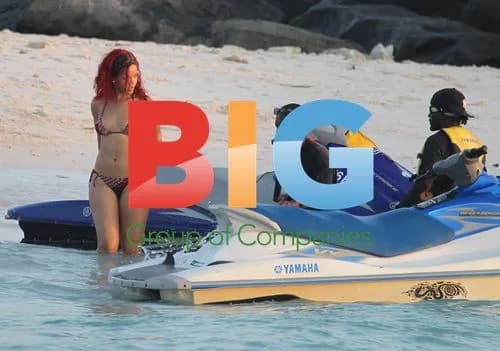 Rihanna jetsking in Barbados