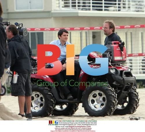 Orlando Bloom on film set in Venice, CA