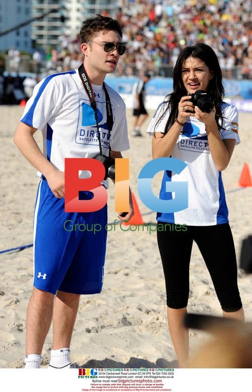 Ed Westwick and Jessica Szohr at DIRECTV Celebrity Beach Bowl