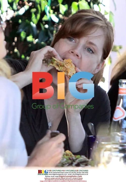 Pregnant Amy Adams Eating at Cafe