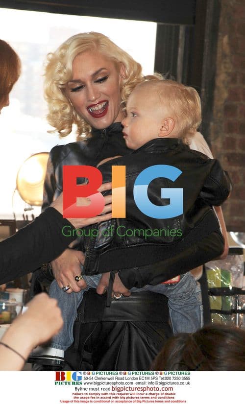 Gwen Stefani and son Zuma backstage at NYFW