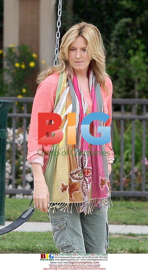 Penny Lancaster-Stewart and son at park