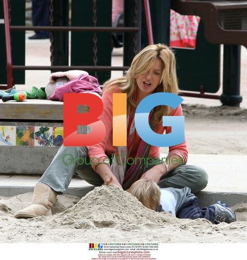 Penny Lancaster-Stewart and son at park