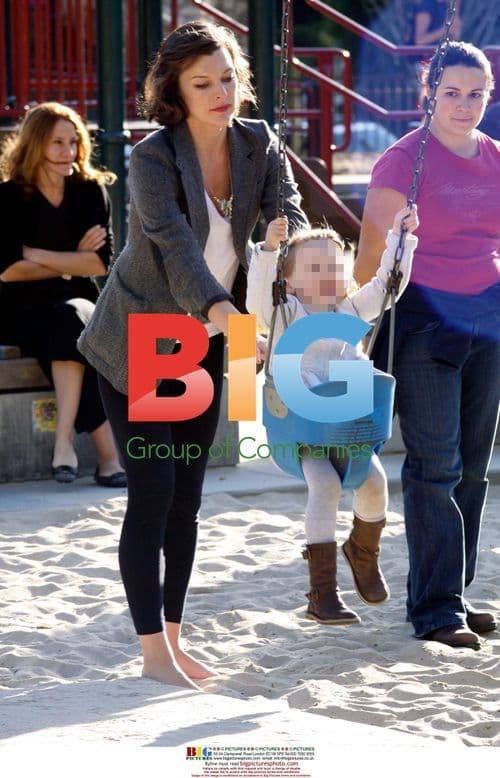 Milla Jovovich and daughter at Coldwater Creek Park