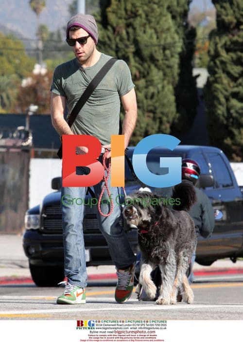 Zachary Quinto and dog Noah in Los Angeles