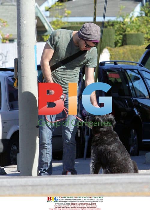 Zachary Quinto takes dog for walk in Los Angeles