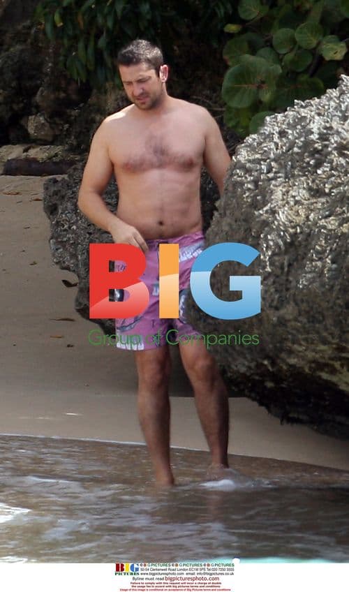 Gerard Butler on Barbados Beach