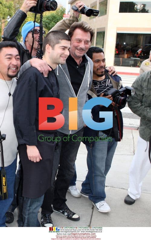 Johnny Hallyday Leaving Restaurant in LA