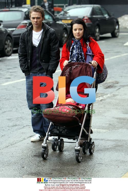 Jack Shepherd with girlfriend and baby