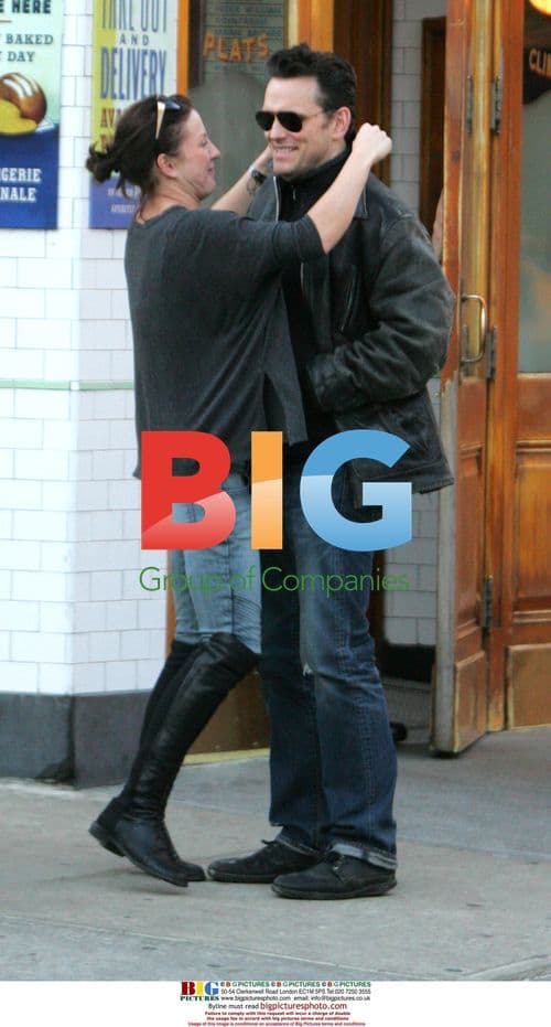 Matt Dillon Embracing Woman Outside Restaurant
