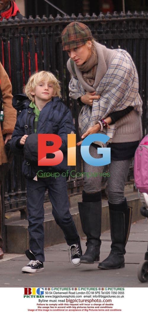 Uma Thurman picks up son Levon in NYC