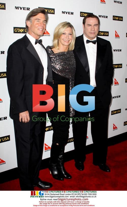 John Easterling, Olivia Newton-John and John Travolta attend G'Day USA Gala