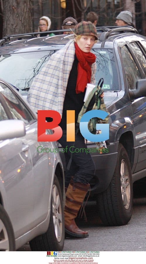 Uma Thurman Picks Up Son Levon in NYC