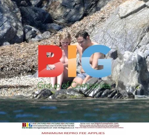 David Walliams and Lara Stone on Beach in France