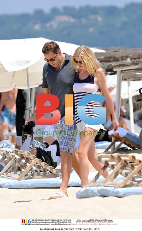 David Walliams and Lara Stone on French beach