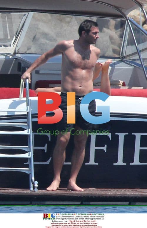 Frank Lampard and Christine Bleakley Relaxing on Boat in Italy