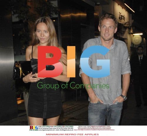 Jenson Button and Jessica Michibata Leaving Roka Restaurant