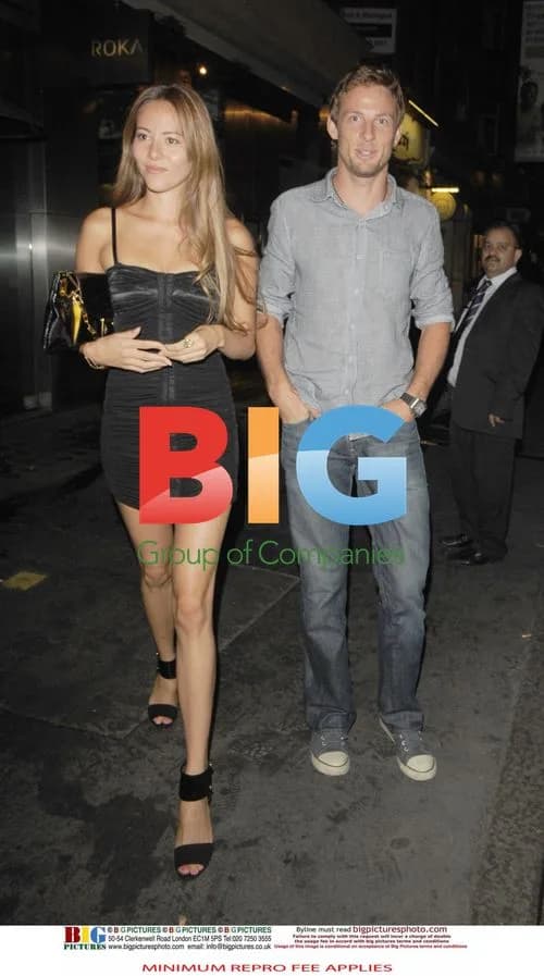 Jenson Button and Jessica Michibata Leaving Roka Restaurant