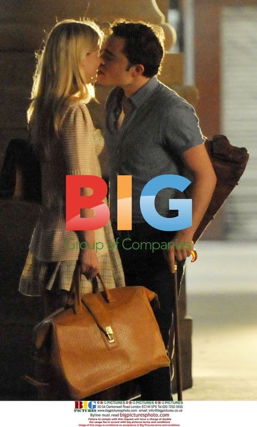 Clemence Poesy and Ed Westwick on "Gossip Girl" Set