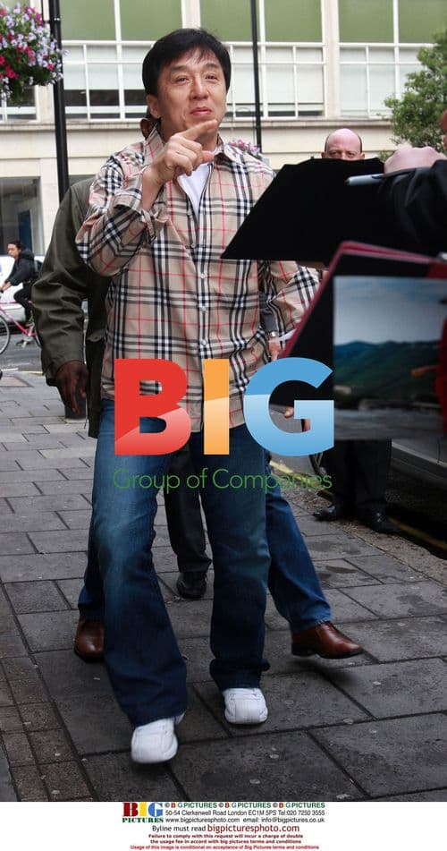 Jackie Chan outside Radio 1 in London