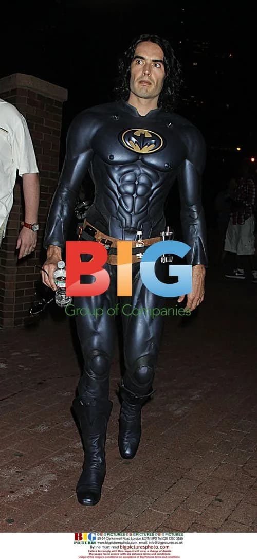 Russell Brand as Batman on 'Arthur' set