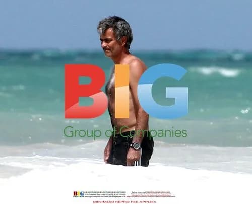 Jose Mourinho on beach with family