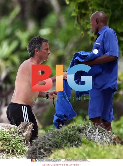 Jose Mourinho on Beach Vacation with Family
