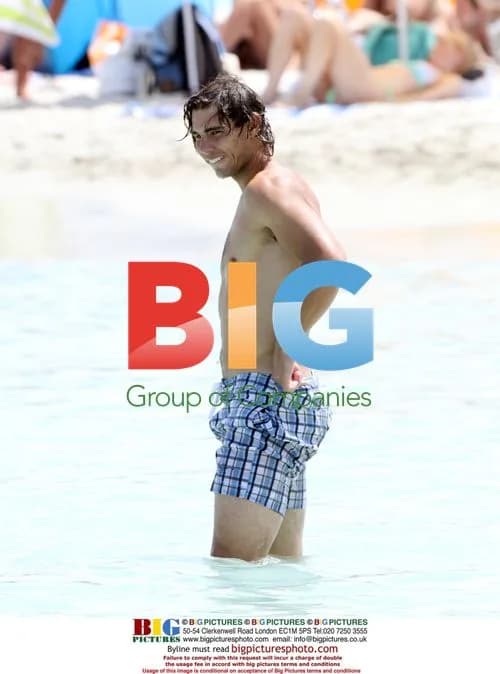 Rafael Nadal on beach with friends in Formentera