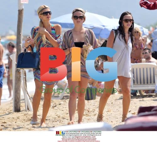 Paris & Nicky Hilton on Boat to Beach in France