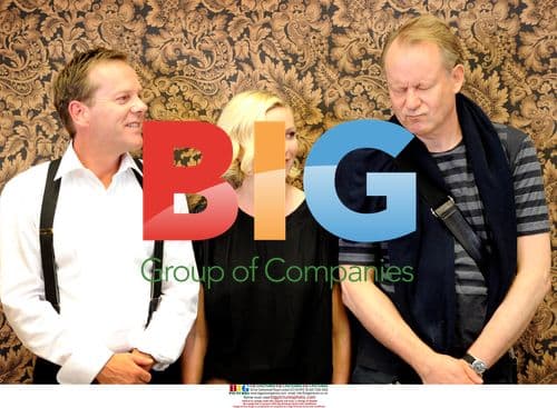 Kiefer Sutherland, Kirsten Dunst and Stellan Skarsgard on the set of "Melancholia"