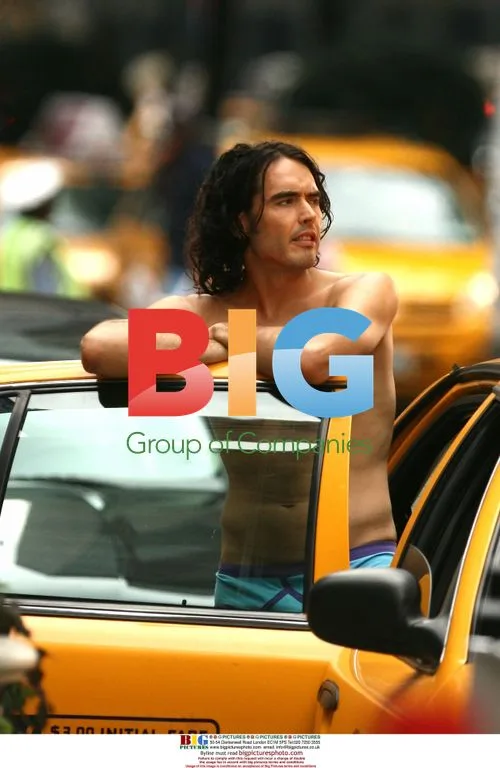 Russell Brand films 'Arthur' shirtless in NYC