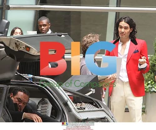 Russell Brand and Luis Guzman on 'Arthur' set