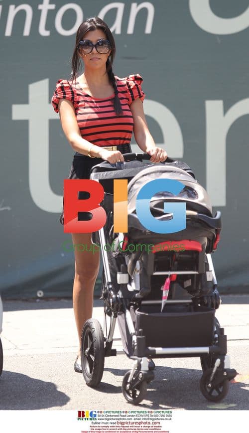 Kourtney Kardashian Out with Friend and Babies