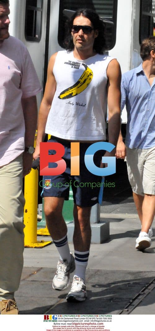 Russell Brand on set of Arthur