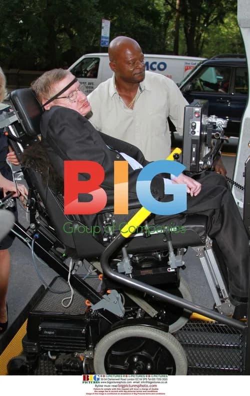 Professor Stephen Hawking Leaving Hotel in NYC
