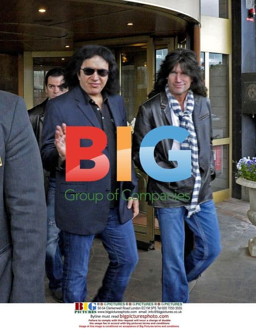 Gene Simmons and Tommy Thayer leaving Stockholm hotel