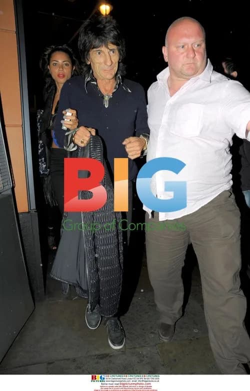 Ronnie Wood and Ana Araujo Leaving Restaurant