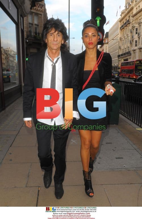 Ronnie Wood and Ana Araujo Outside Marlborough Gallery