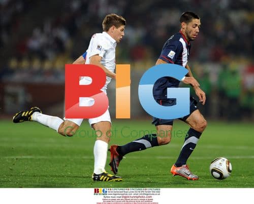 Steven Gerrard battles Clint Dempsey in World Cup 2010