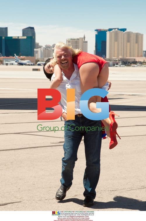 Sir Richard Branson and Dita Von Teese at Las Vegas Airport