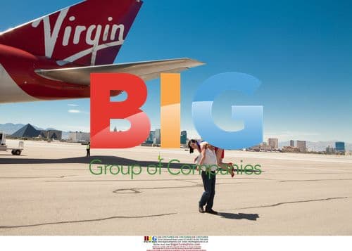 Sir Richard Branson and Dita Von Teese at Las Vegas Airport