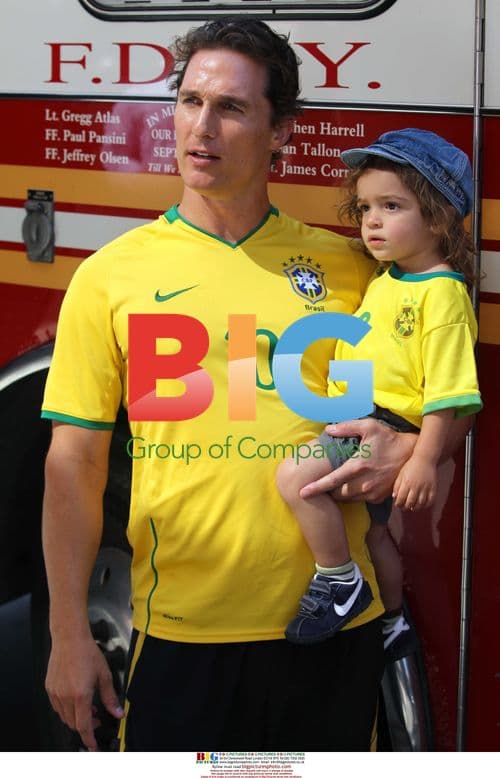 Matthew McConaughey and Son Levi at Fire Truck