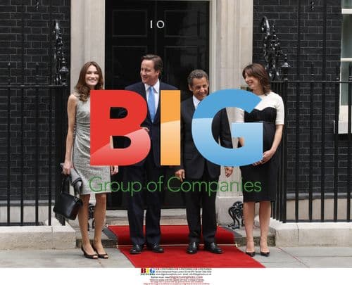 Carla Bruni, David Cameron, Nicolas Sarkozy, Samantha Cameron Pose at Downing St
